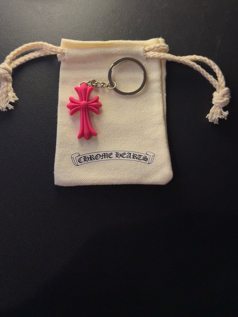 Chrome Hearts Pink Cross Keychain